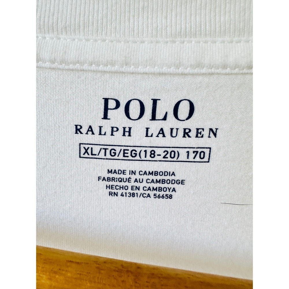 Polo Ralph Lauren White Long Sleeve T-Shirt Men's XL Blue Logo on Chest Preppy - Picture 6 of 9